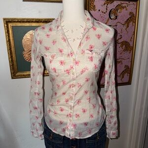 Floral Pink Women's Button-Up Shirt
